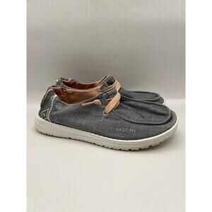 Hey Dude Wendy Boho Embroidered Gray Slip On Shoes Women Size 6